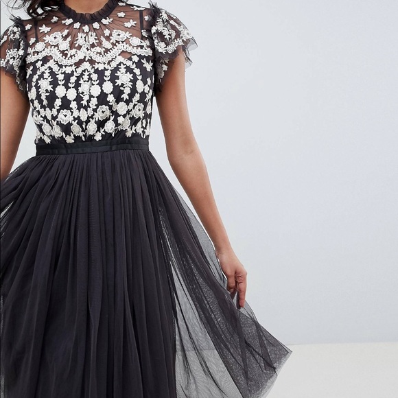 Needle & Thread embroidered bodice tulle midi dress - Picture 2 of 8